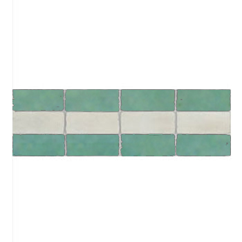 Mosaic House Moroccan tile Purcell Liner 12-1 Light Green White  zellige, mosaic, zellij, border, glaze 